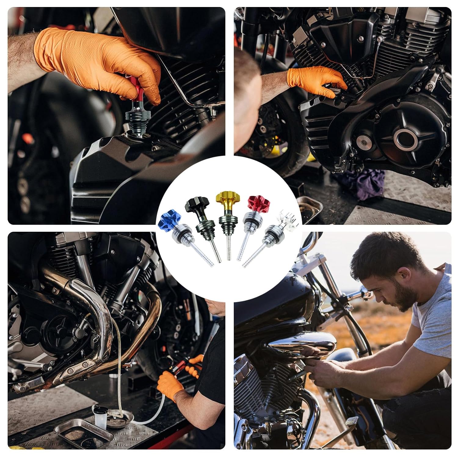 Engine Crankcase Oil Gauge Oil Dipstick Caps Plug for Motorcycle Dirt Pit Bike Dipstick Gauge Mete Motorcycle