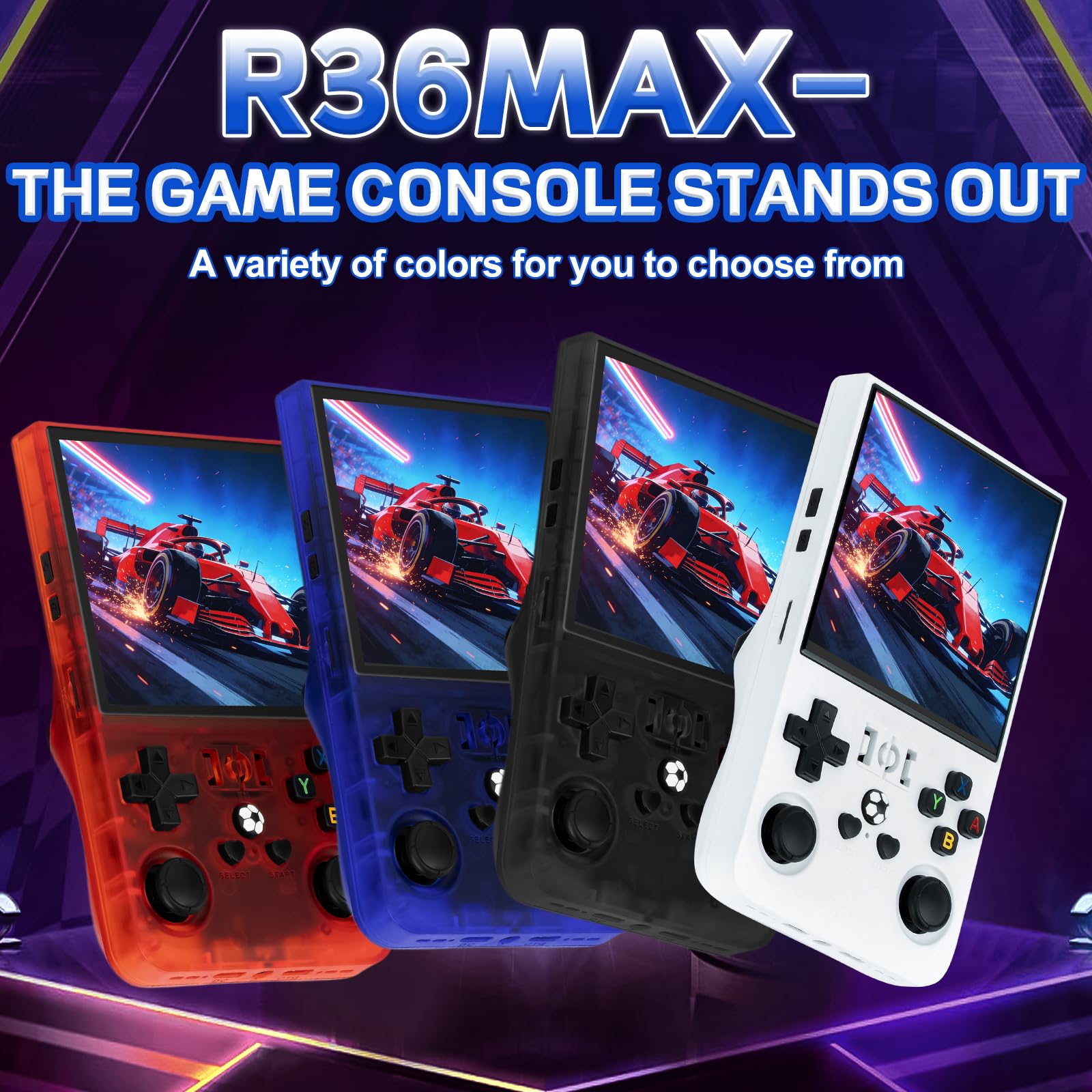 R36MAX Retro Video Game Console - Portable Console with 4.0-Inch HD Screen,128G TF Card,Support 22000+Classic Games,Open Source System,4000mAh Battery,Birthday Gift for Adults-Black — view 5