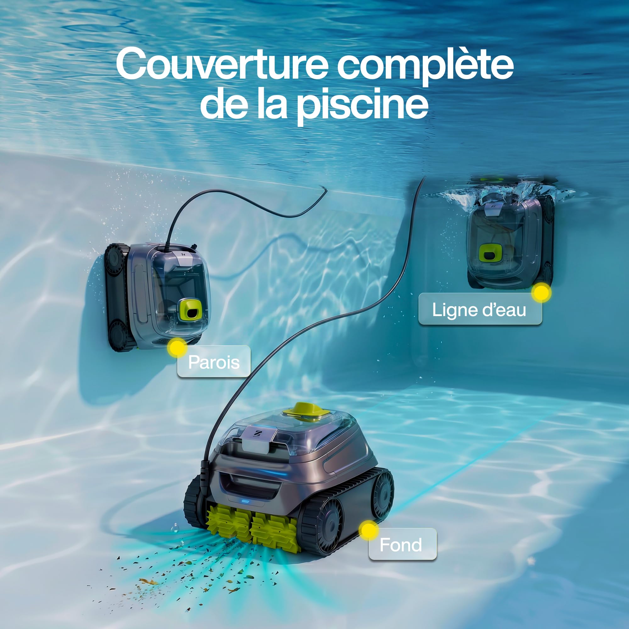 Zodiac CNX 2020. Robot Nettoyeur de Fond avec Câble. Piscines jusqu'à 50m²