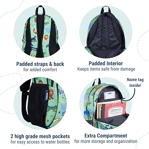 Miniatura 7 de Wildkin Paquete de mochila para niños de 15 pulgadas con bolsa de almuerzo (animales salvajes)