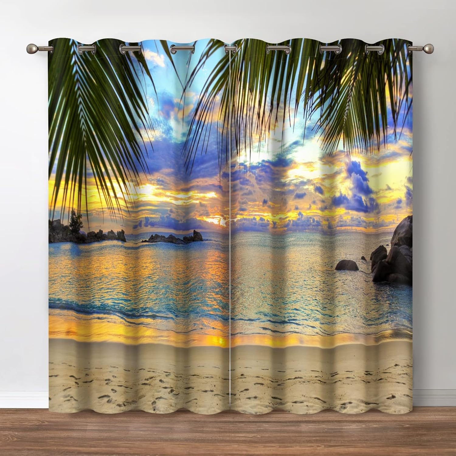 Rideaux salon vue sur la mer occultants et thermiques pour une décoration de chambre apaisante
