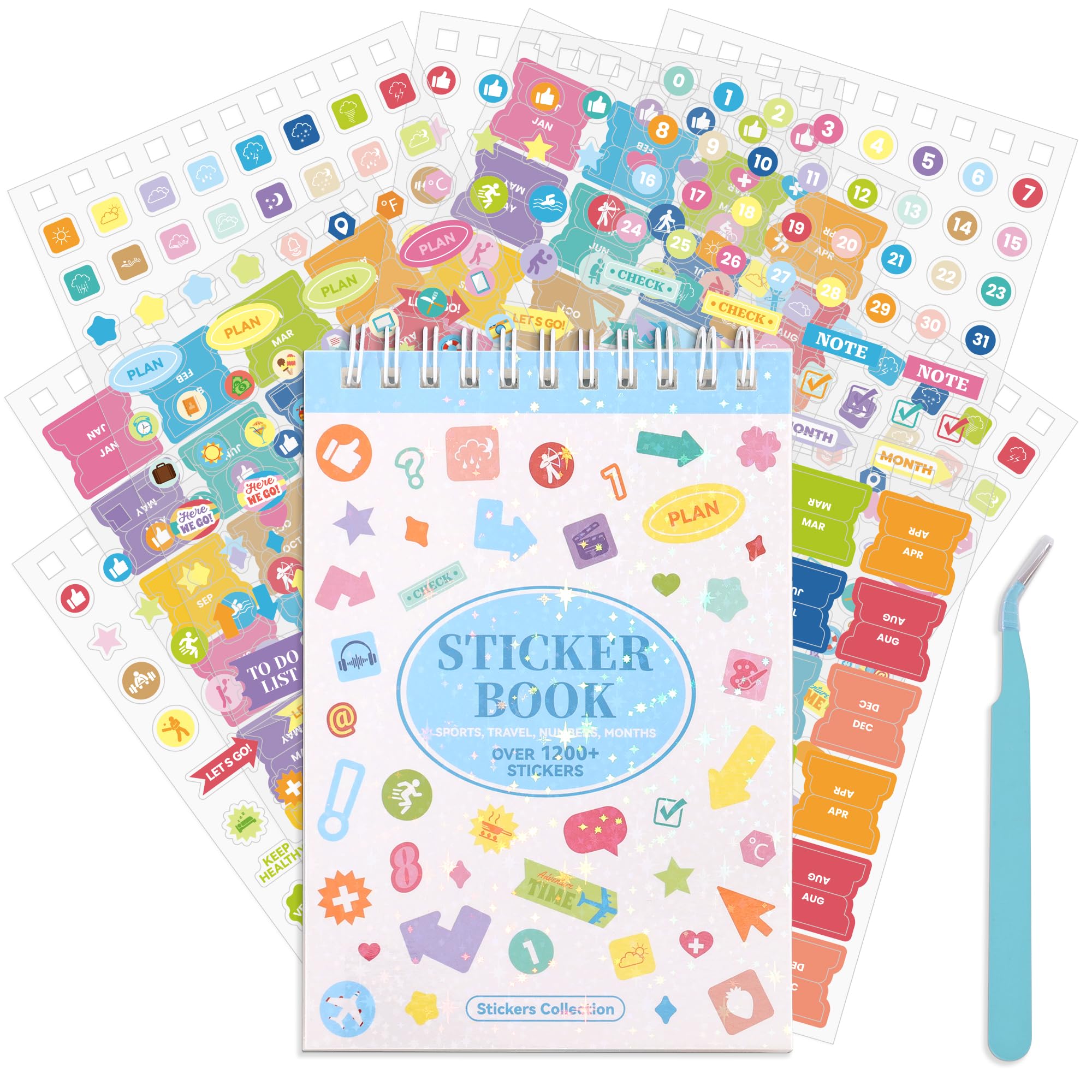 1200+ Monthly Planner Stickers for Women & Men - Aesthetic Happy Planner Accessories Enhance and Streamline Your Planner, Journal and Calendar, PET Material Bullet Journal Sticker Book for Daily Life