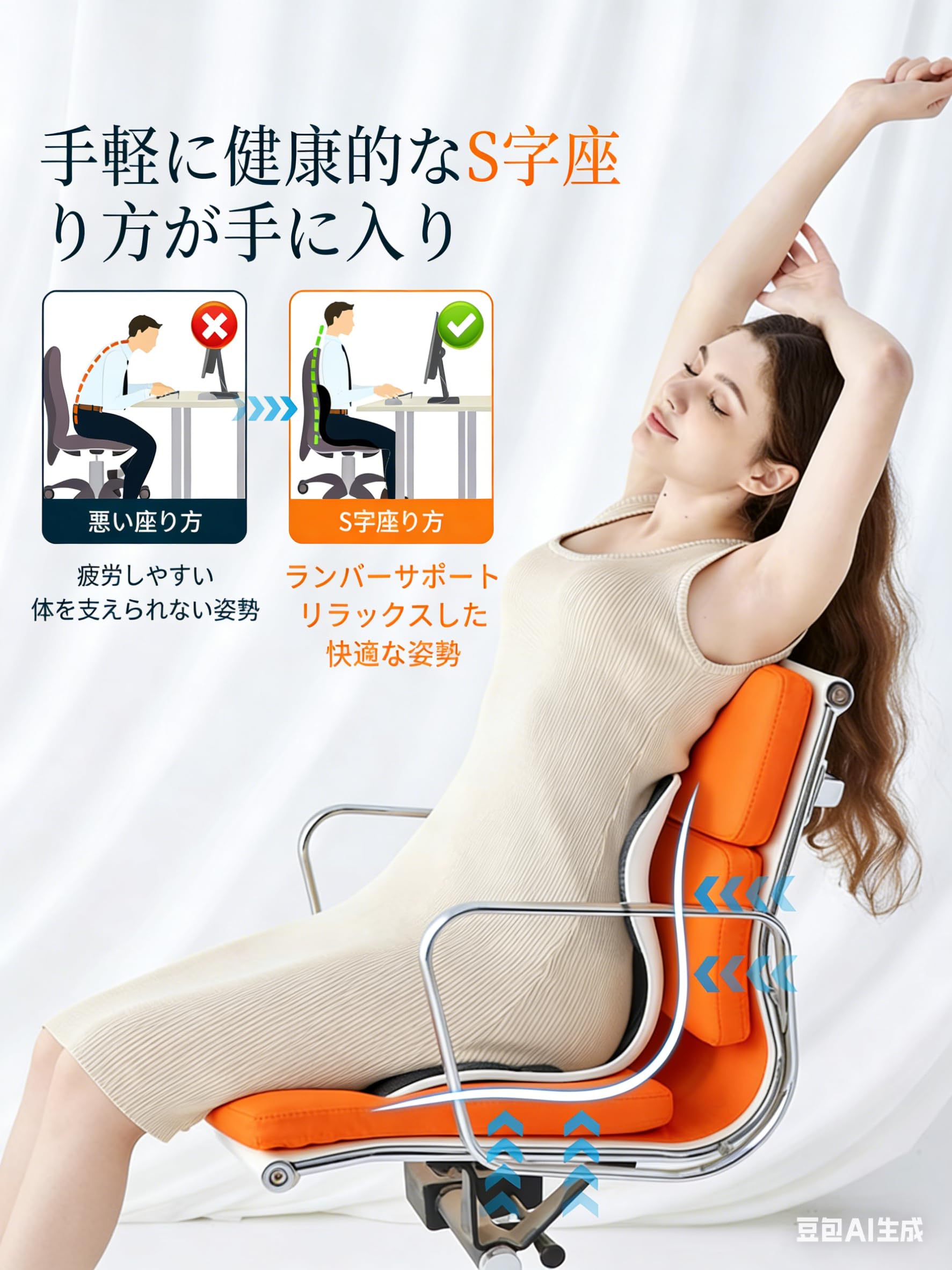 Amazon.co.jp: 【2026年新登場】姿勢矯正 椅子 骨盤から腰をサポート
