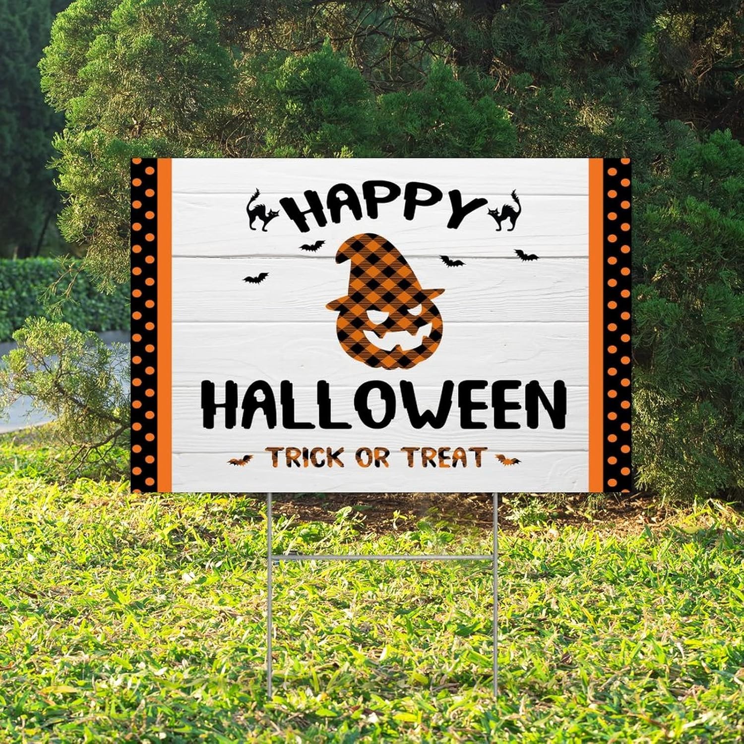 Halloween Yard Signs with Stakes Pumpkin Decor Ghost Bat Skull Garden Signs Decorative Outdoor Lawn Welcome Halloween Decor Fall Plastic Signs Farmhouse Yard Holiday Seasonal Outdoor Indoor Decor