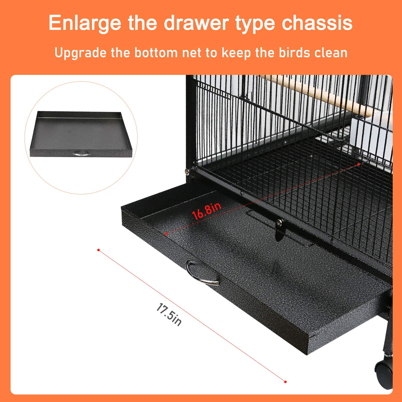 Ibnotuiy Parakeet Bird Cage with Rolling Stand Metal Pet Bird Flight