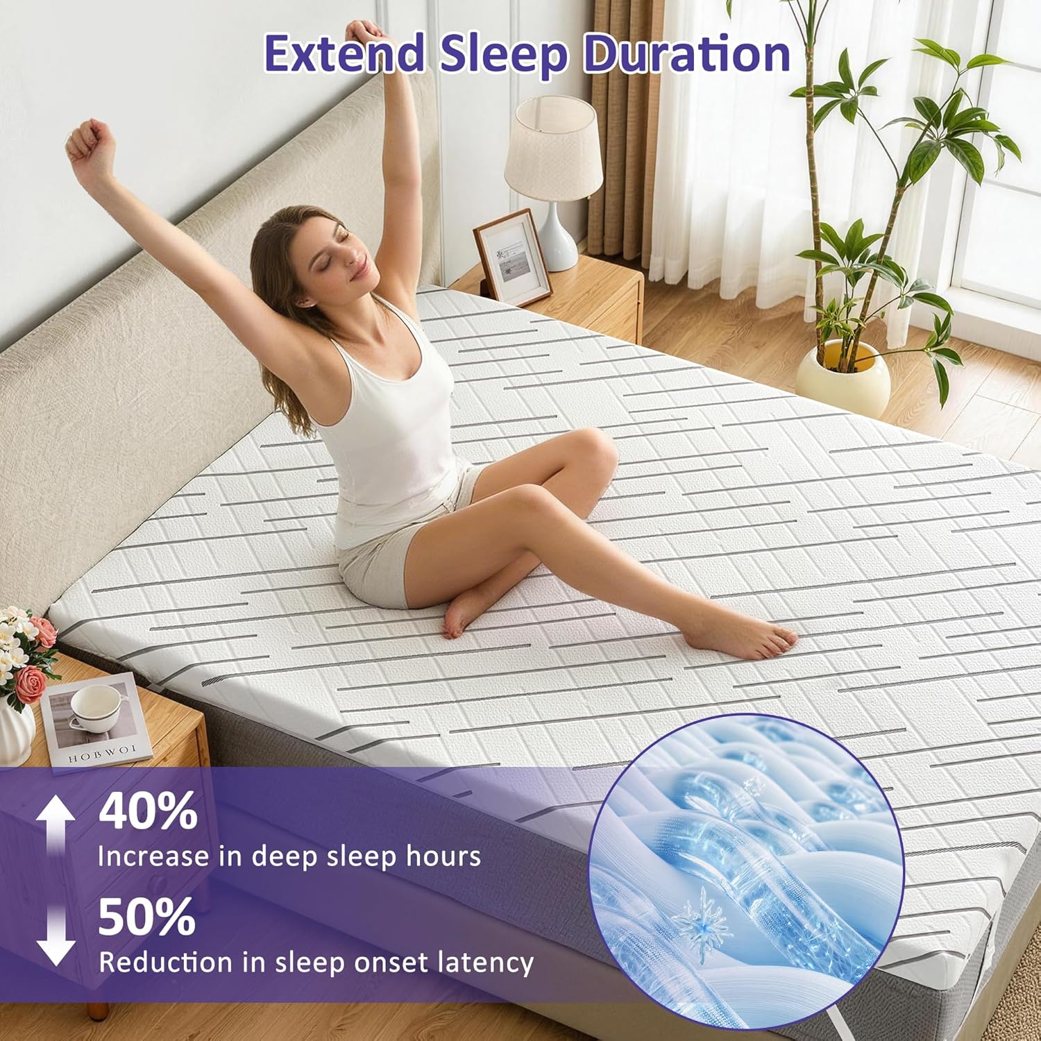 3 Inch Gel Memory Foam Mattress Topper Queen Size with Removable & Washable Viscose Made from Bamboo Cooling Breathable Cover, Soft Bed Topper for Back Pain, CertiPUR-US Certified