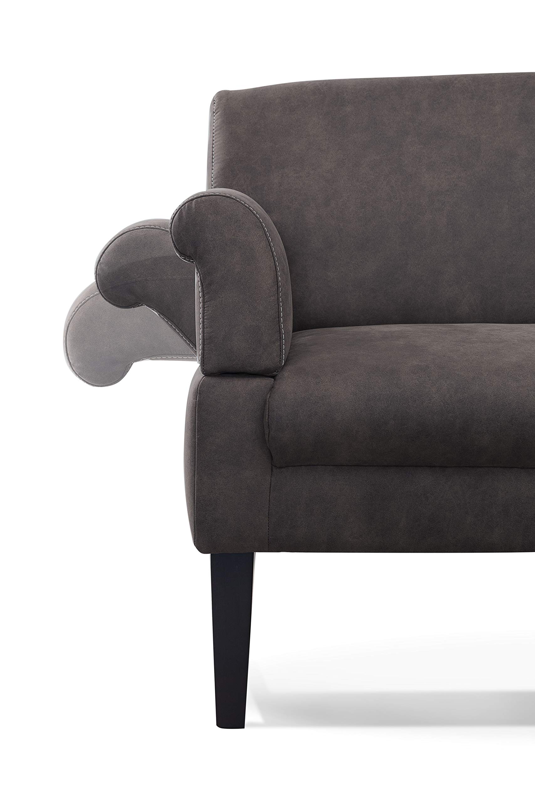 CAVADORE 2-Sitzer Küchensofa Malm, Sitzbank für Küche oder Esszimmer in Lederoptik, Inkl. Armteilverstellung, Federkern und moderner Kontrastnaht, 152 x 97 x 78, Mikrofaser: grau