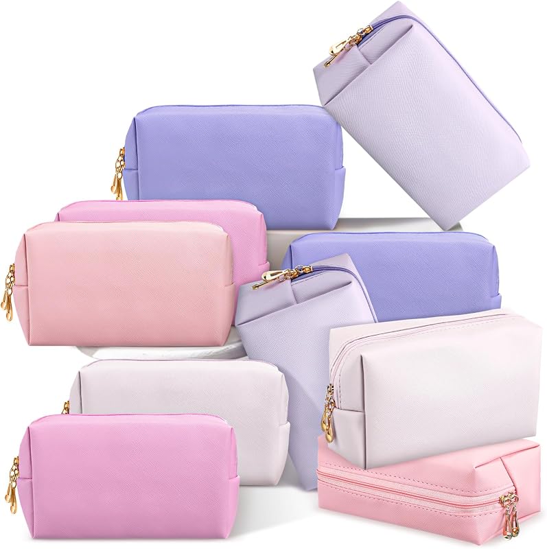 Kigeli Necessaires de maquiagem em couro sintético, 15 unidades, rosa e roxo