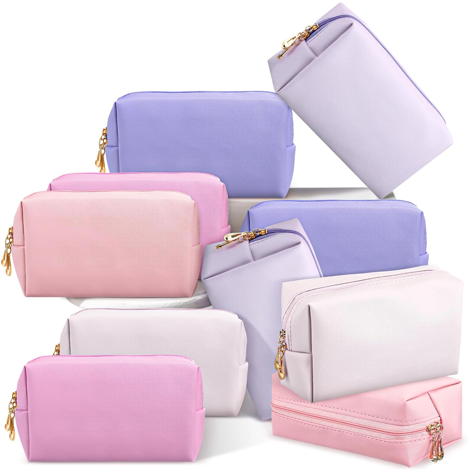 Kigeli 15 Pcs Aesthetic Makeup Bags PU Leather Cosmetic Pouches Waterproof Plain Toiletry Bags Makeup Pouches Bulk for