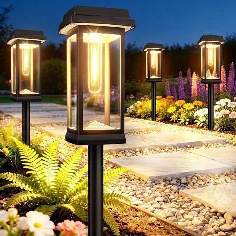 Solar Pathway Lights Outdoor, 8 Pack Upgraded Solar Garden Lights Waterproof IP6