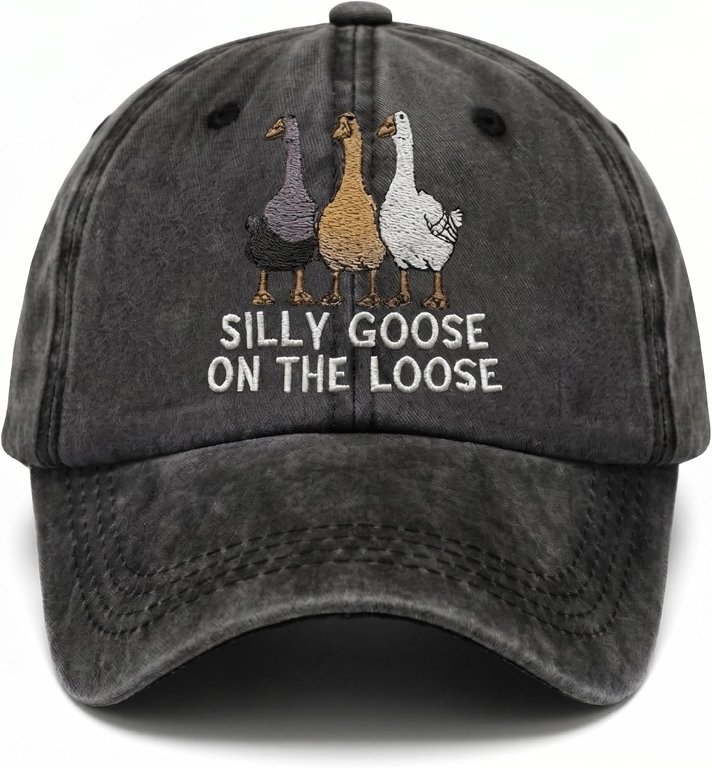 Silly Goose Hat Funny Goose Hats Funny Baseball Cap Funny Hats for Men Women Adjustable Cotton Dad Hat Cute Animal Embroidery Silly Hat Dark Gray