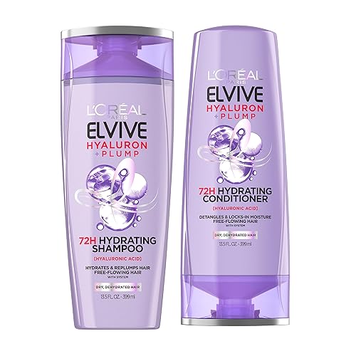 L'Oreal Paris Elvive Hyaluron Plump Hydrating Shampoo &amp; Conditioner for Dehydrated, Dry Hair Infused with Hyaluronic Acid Care Complex,