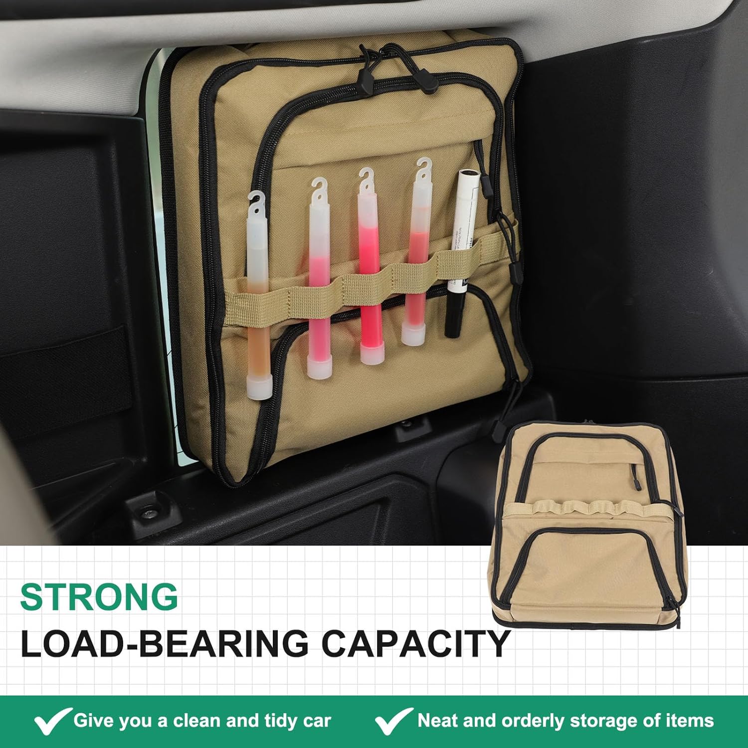 PIUGILH Trunk Side Window Organizer Storage Bag Compatible with Land Rover Defender 110 2020 2021 2022 2023 2024 2025 2026 (Universal Left/Right) Interior Accessories, 1Pcs (Yellow)