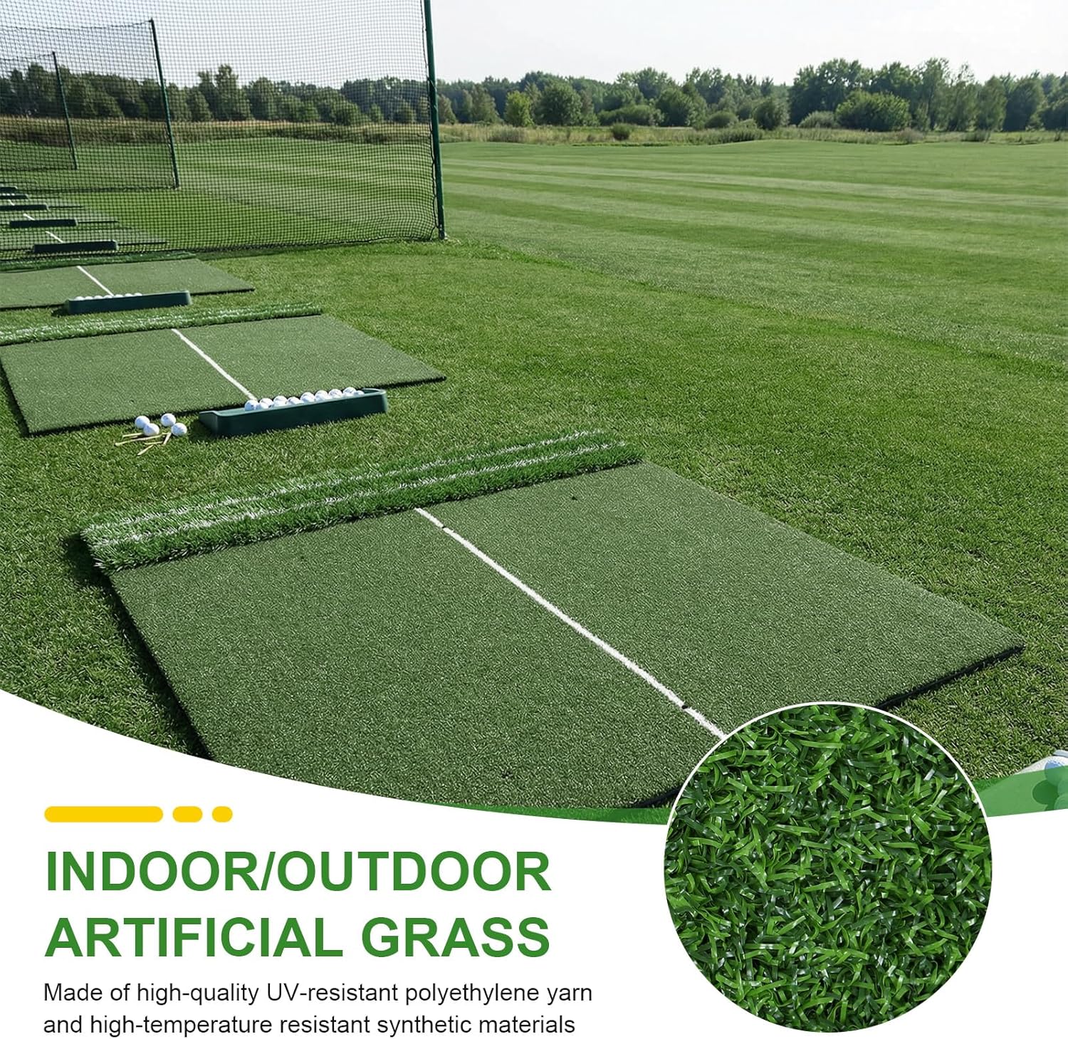 Generic Golf Putting Training Mat Artificial Turf Putting Green Mat with 10mm Foam 1.2x1.5m 11mm Short and 40mm Rough Grass for Beginners and Advanced Players