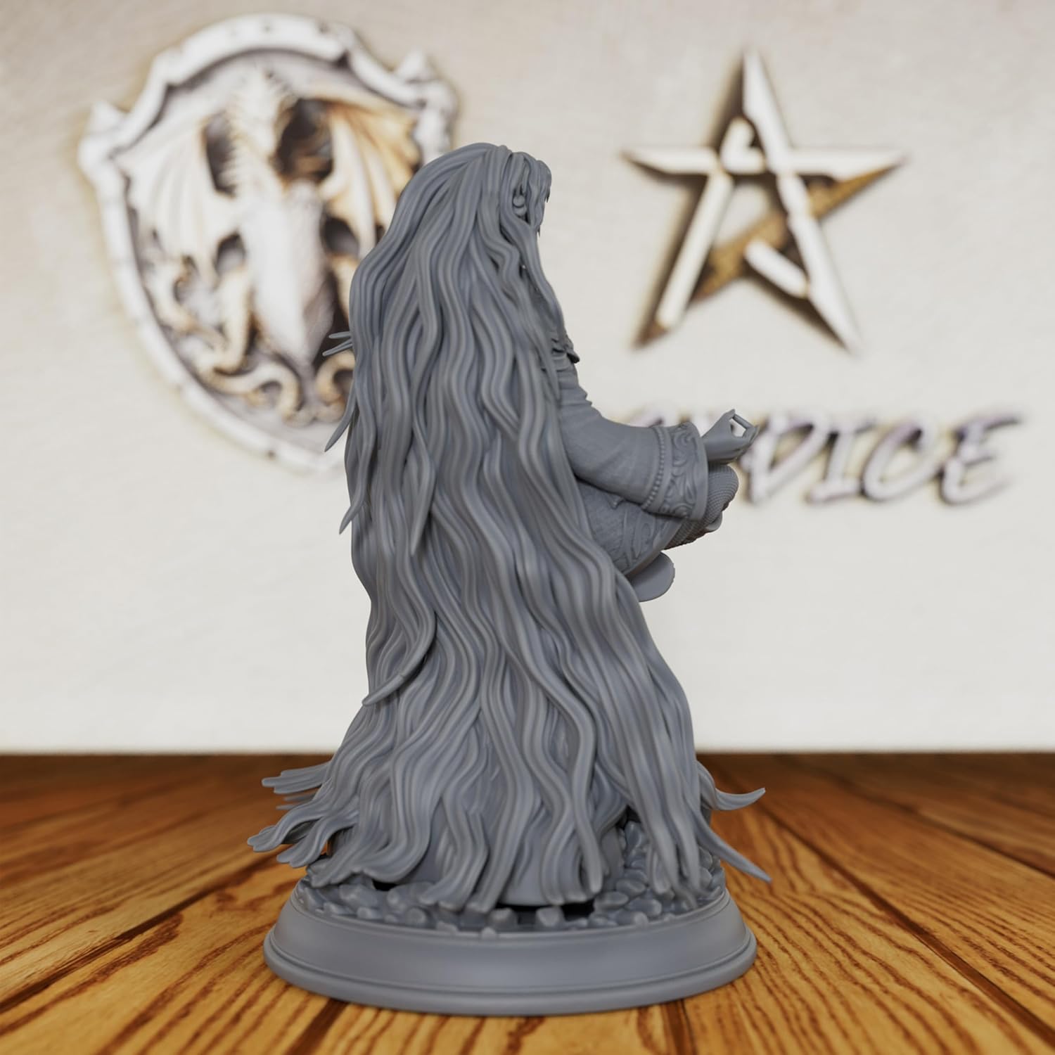 AUSPDICE Unpainted DND Miniatures for Tabletop RPG Game - Fantasy TTRPG Minis Figurine for Dungeon Masters & Role Playing, 28mm Scale RPG Accessory Figure - 3.75cm High Elf Storm Sorcerer -AS208