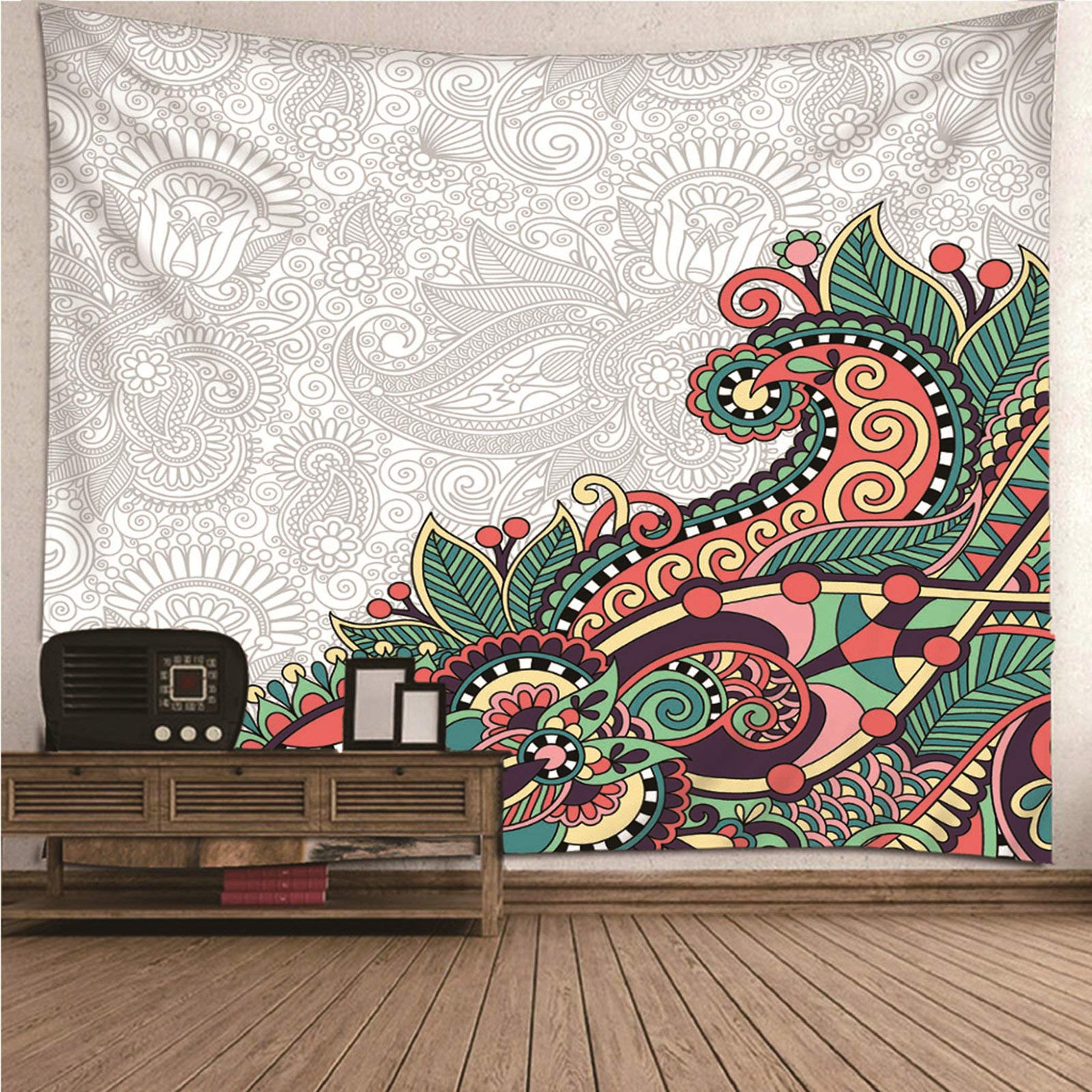 Tapiz de pared floral vintage de 210x140 cm para decorar el dormitorio con color