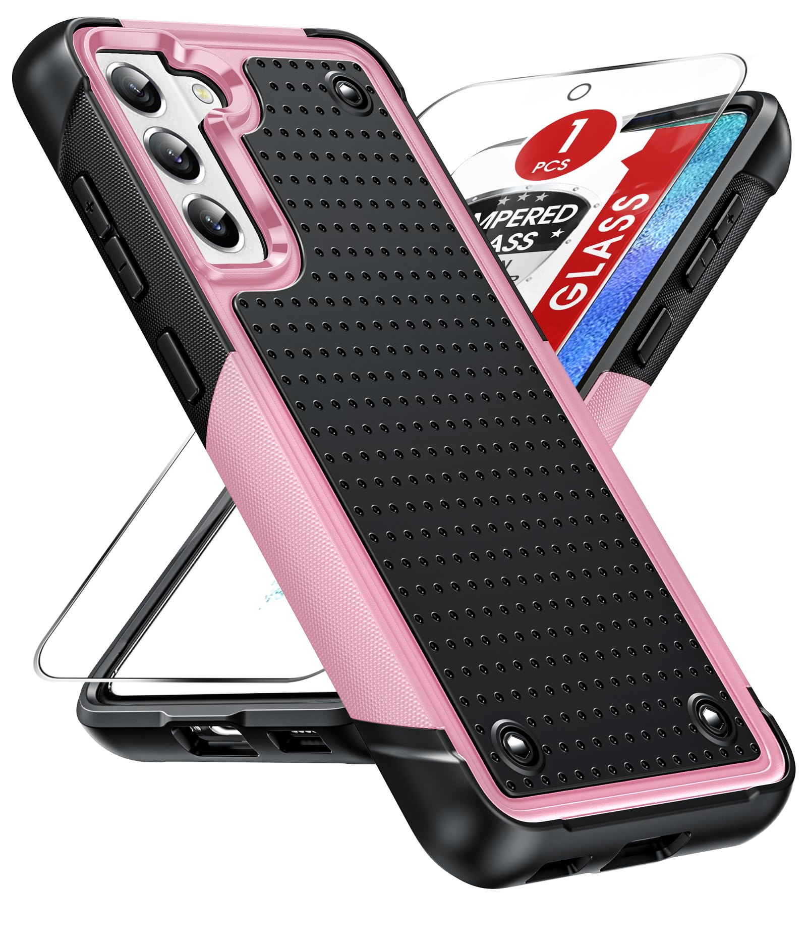 LeYi for Samsung Galaxy S21 FE-Case: with Galss Screen Protector, B-Pink Global Recycled Standard Global Recycled Standard Global Recycled Standard