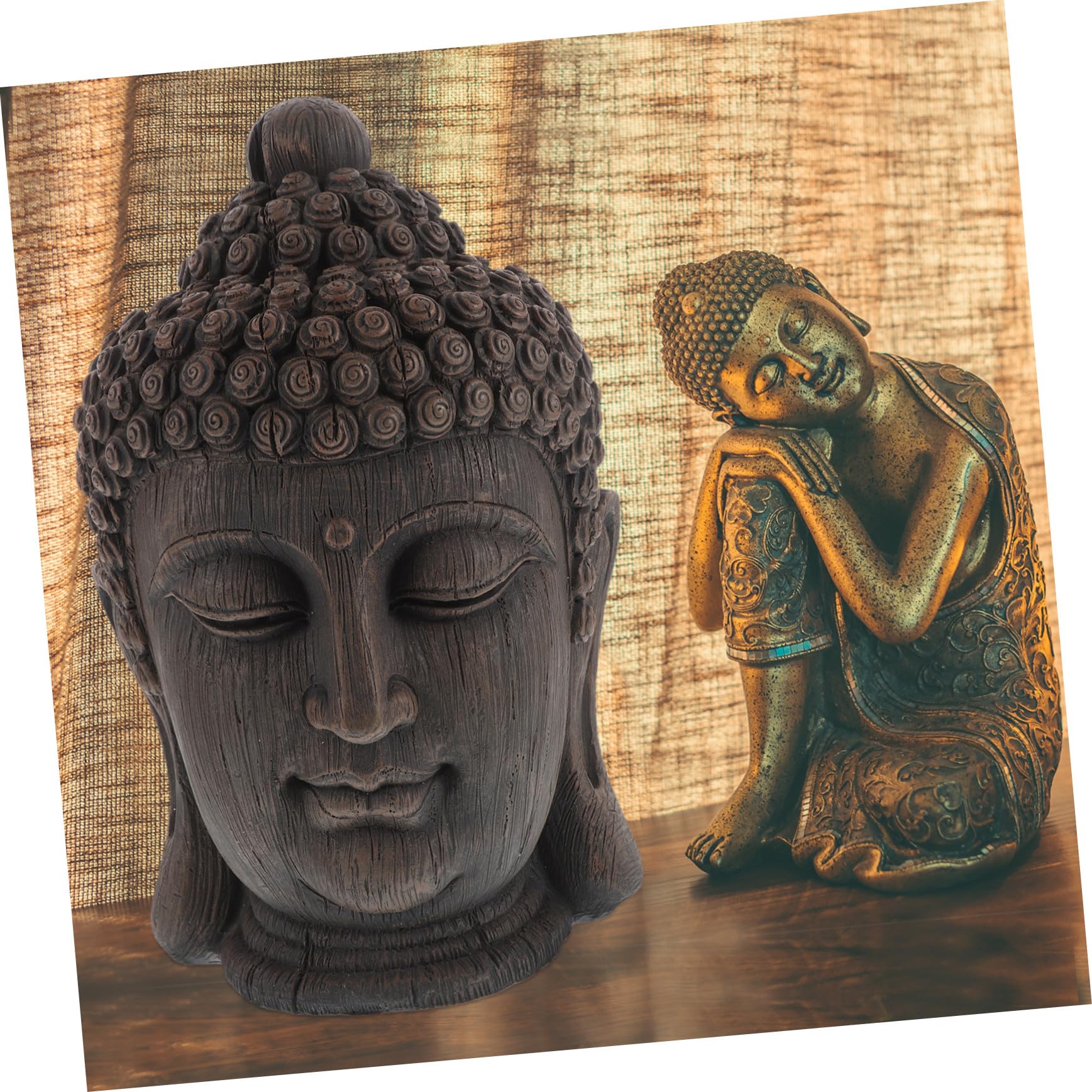 Estatua de Buda Meditando Cabeza Grande de Resina Sudeste Asiático para Decoración Interior Hogar Jardín Estilo Tailandés
