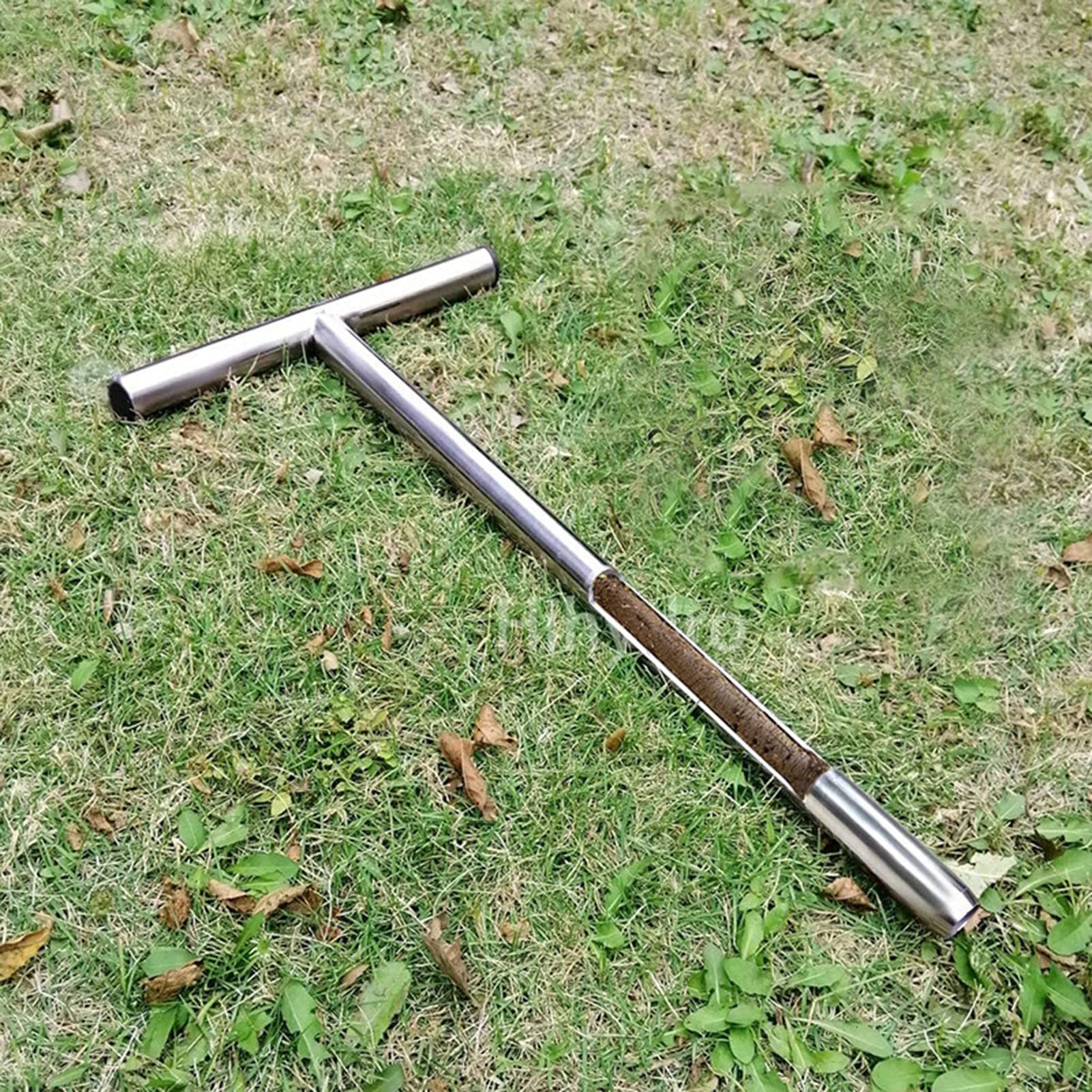 Sonde d'échantillonnage de Sol, Tige de sonde de Sol en Acier Inoxydable 304 avec poignée en T, Outil de carottage pour l'échantillonnage de Sol, Soins des Plantes,