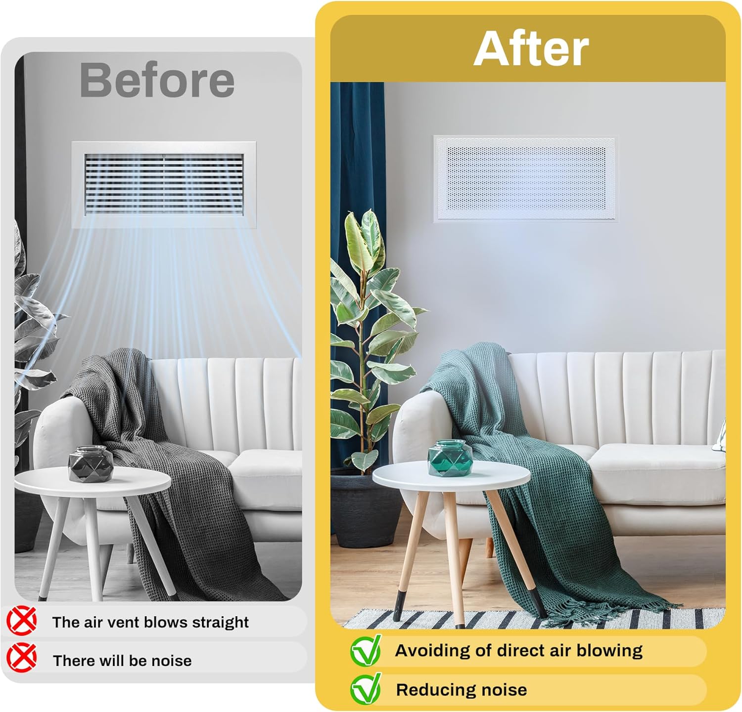 Sound Deadening Kit for Vent,Sound Deadening Mat and AC Vent Covers,Vent Soundproofing Kit for Noise Cancelling and Vibration Dampening,10" x 14" Mesh Vent Cover,2 Pack