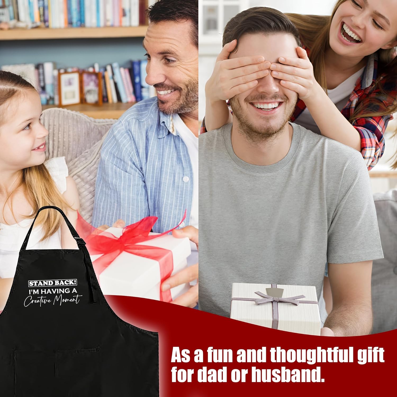 Funny Apron for Men - Stand Back I'm Having A Creative Moment -Humorous Kitchen Apron with 2 Pockets & Adjustable Neck Strap-Grilling Cooking BBQ Accessories, Gift for Dad Husband Chef - A15 - Image 6