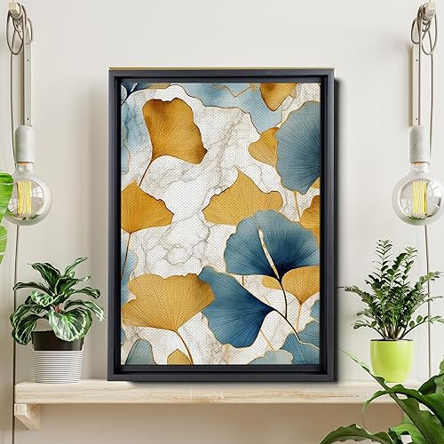 Miniatura 6 de Gold Turquoise Ginkgo Leaf Print, Captivating Plants Wall Art, Ginkgo Biloba Leaf Print Painting, Embrace the Serenity of Nature