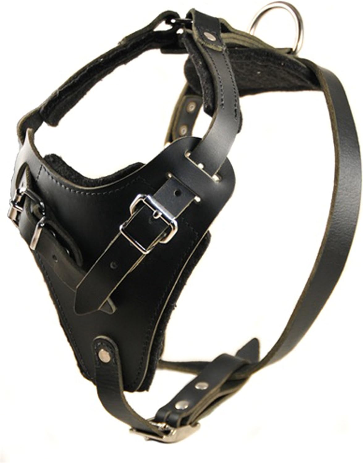 Dean & Tyler The Boss Leather Harness with Nickel Hardware and a Handle, Medium, Black,Girth: 28 to 37-Inch