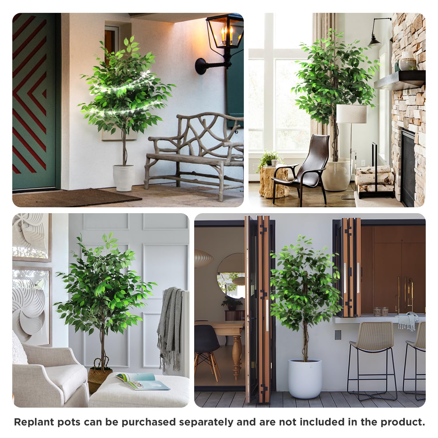 Leflos 150cm albero artificiale di Ficus per interni, pianta di ficus