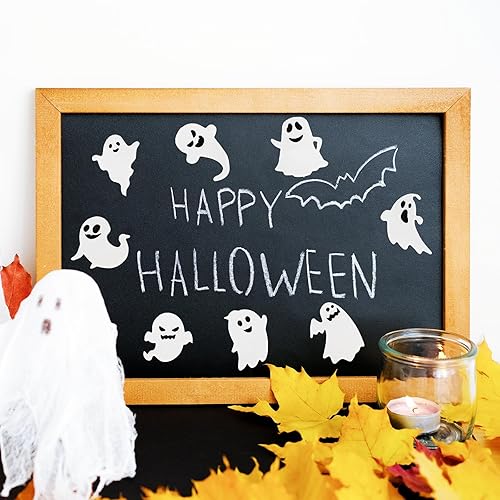 Miniatura 5 de AnyDesign - 450 calcomanías de espuma de fantasma de Halloween, calcomanías autoadhesivas de fantasma, calcomanías blancas y negras para Halloween,