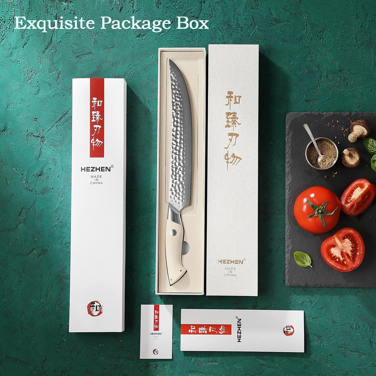 HEZHEN Damascus 10” Carving Knife, 67 Layers Damascus Steel Meat Knife,Barbecue Slicing Roasts Meats BBQ Turkey Poultry, Ivory White G10 Handle