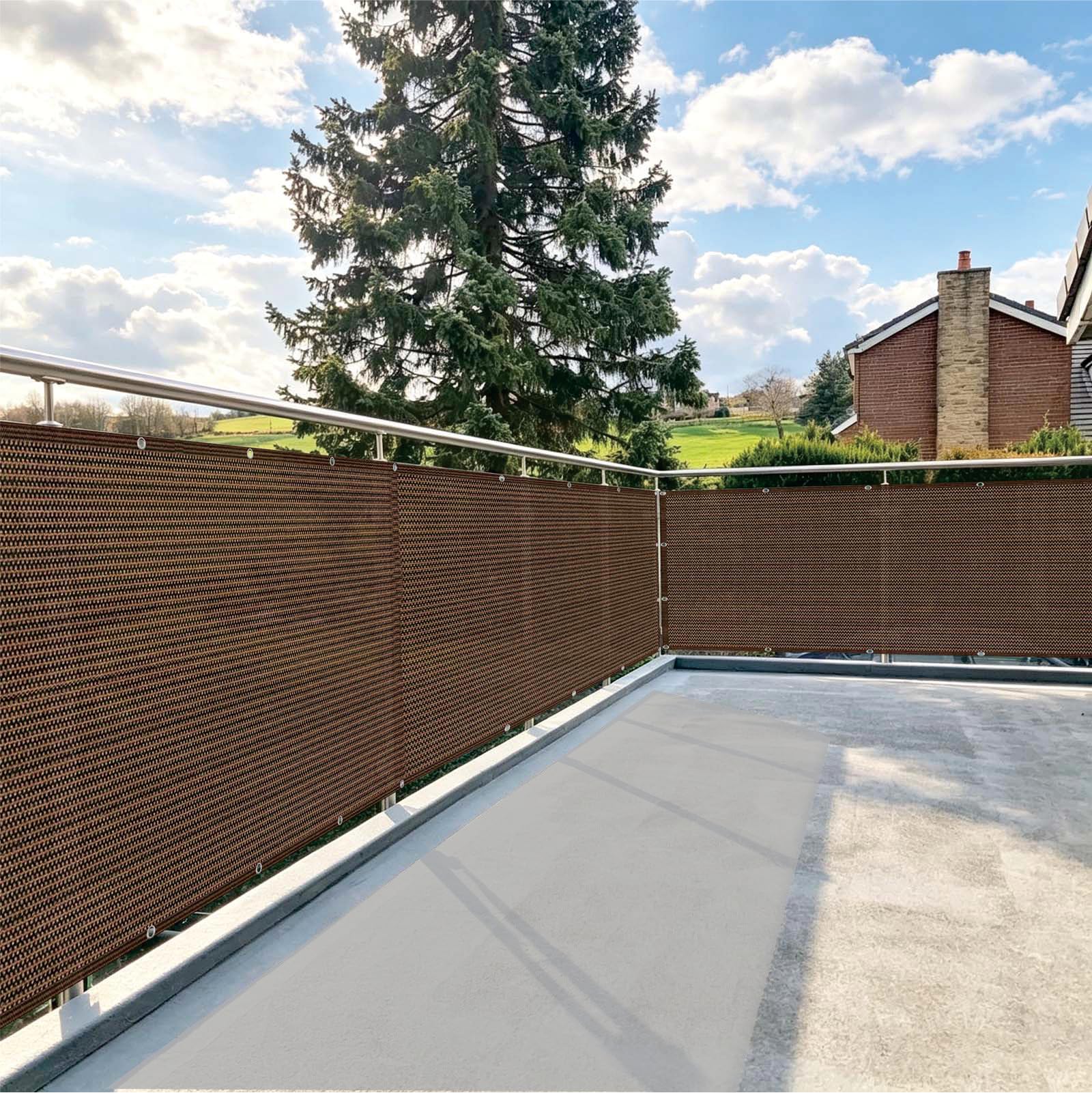 Brise Vue Jardin 120 x 690 cm en HDPE Marron pour Balcon