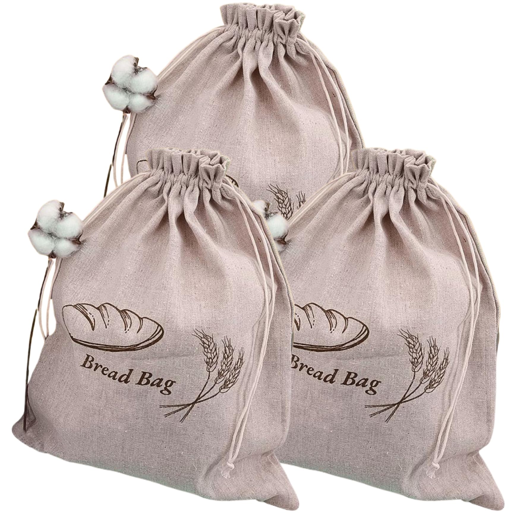 Bolsas de lino lavables con forro para conservar el pan casero tierno