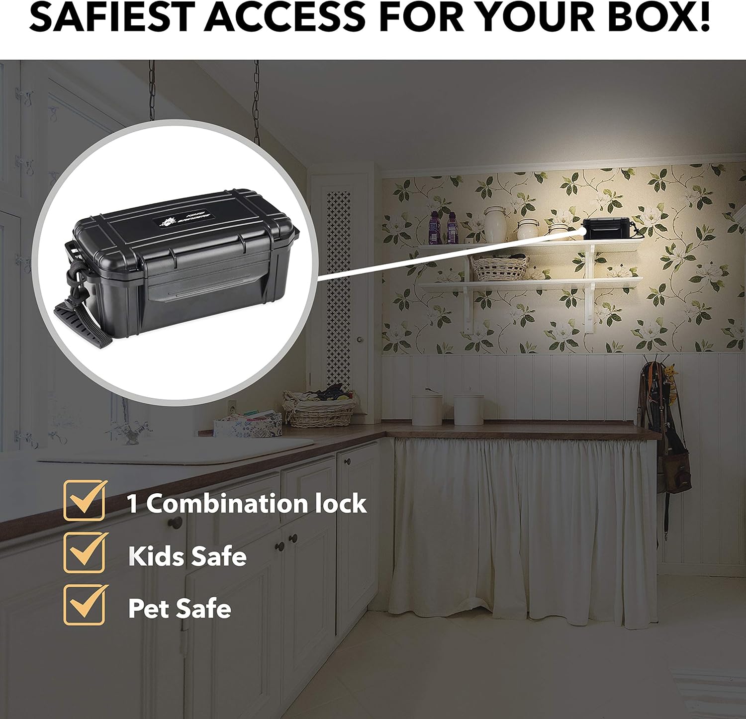 KOZO Premium Black Box with Original Grinders, Tray, and UV Jar. Built-in Lock & Keys - Decorative Storage Box Set - Perfect for Your Accessories (Rustic)