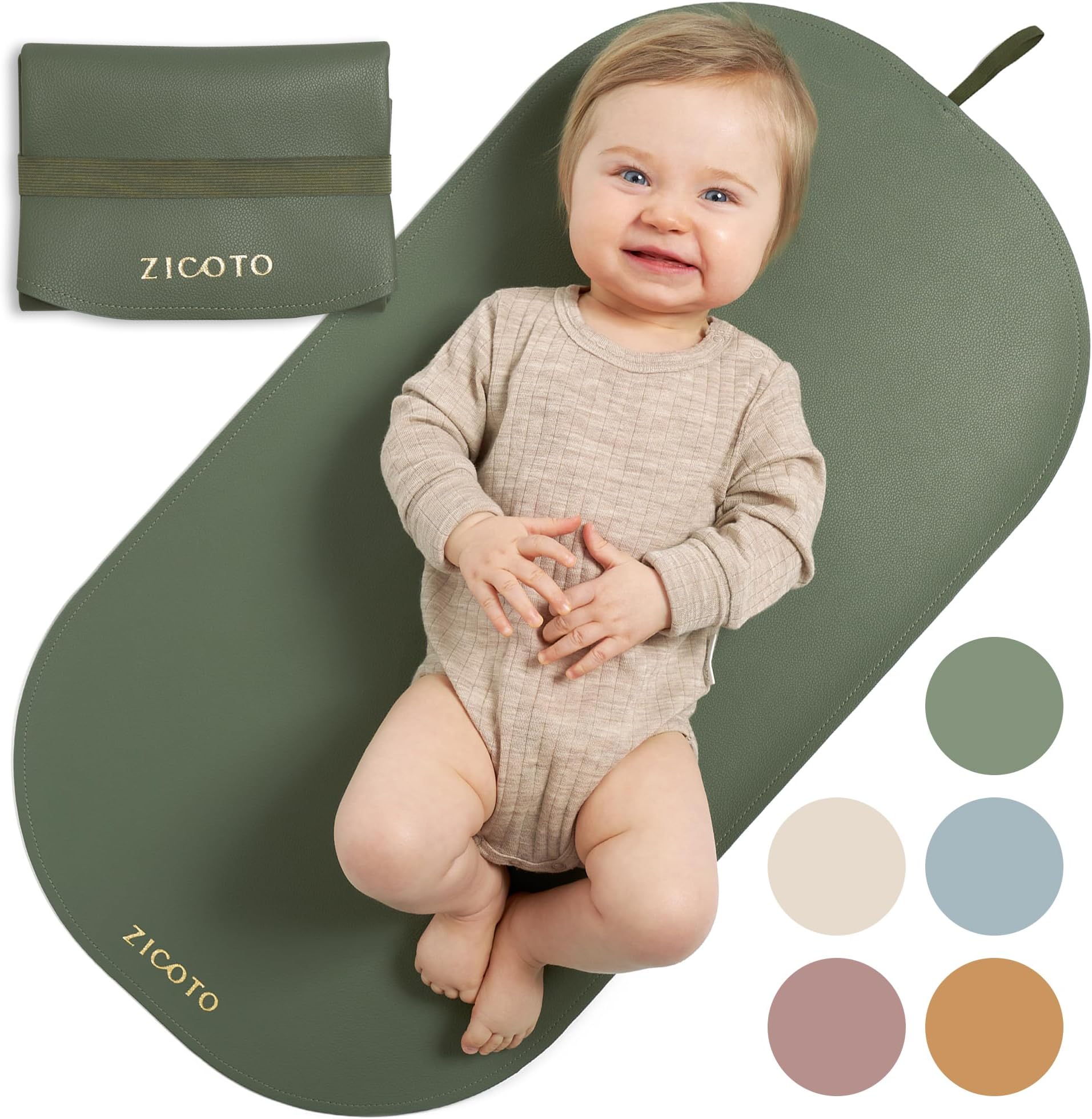 Beautiful Vegan Leather Baby Diaper Changing Mat - Soft Easy Wipe Diaper Changing Pad for Travel or Home Use - Lightweight Foldable Mat Fits Perfectly in Any Diaper Bag