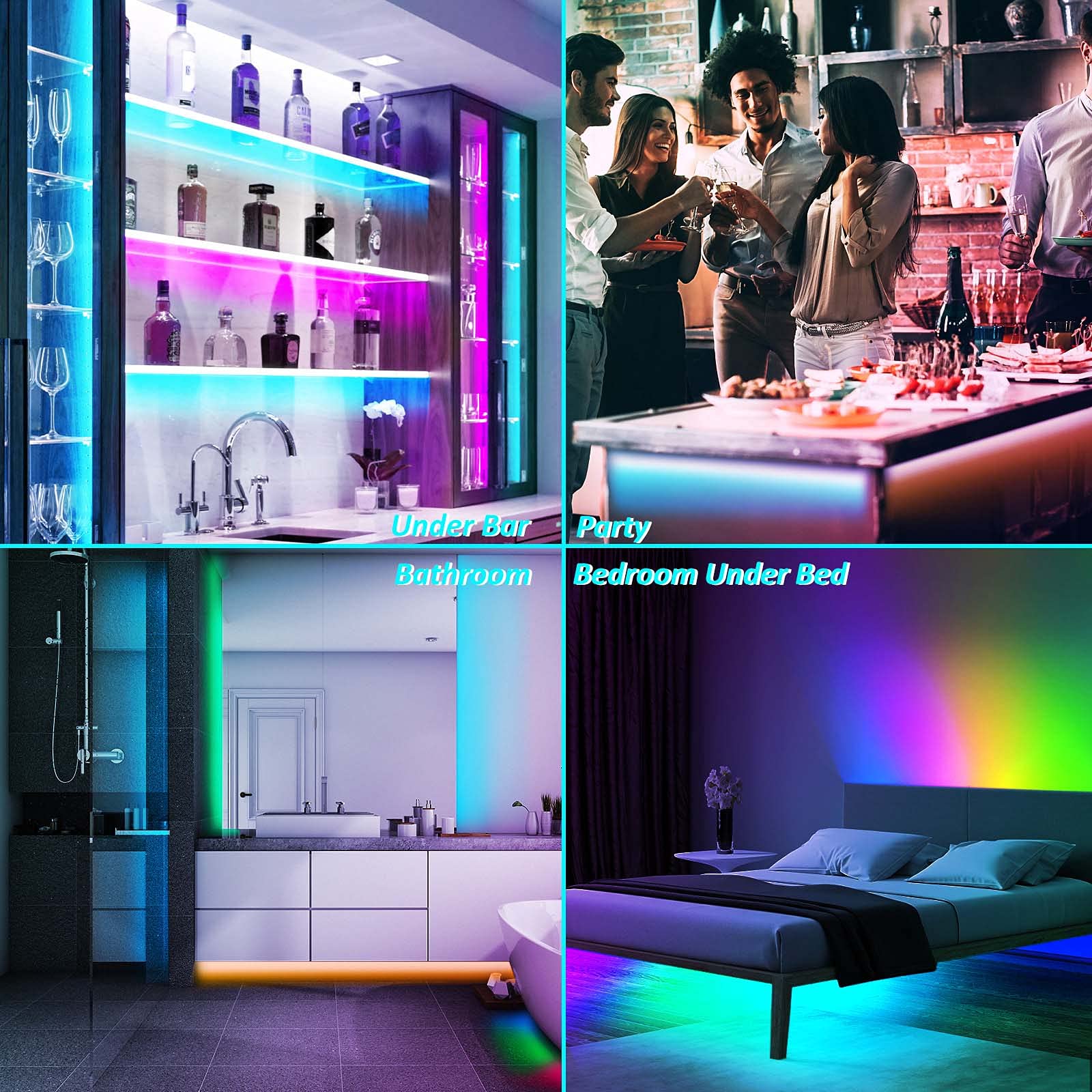Lacasa Motion Sensor LED Strips, RGB and Warm White Under Bed Night Light Strip 3.28ft, 14 Colors and 6 Changing Mode Dimmable Mood Light, for Bedroom, Bathroom, Bar, Closet, USB Rechargeable Battery