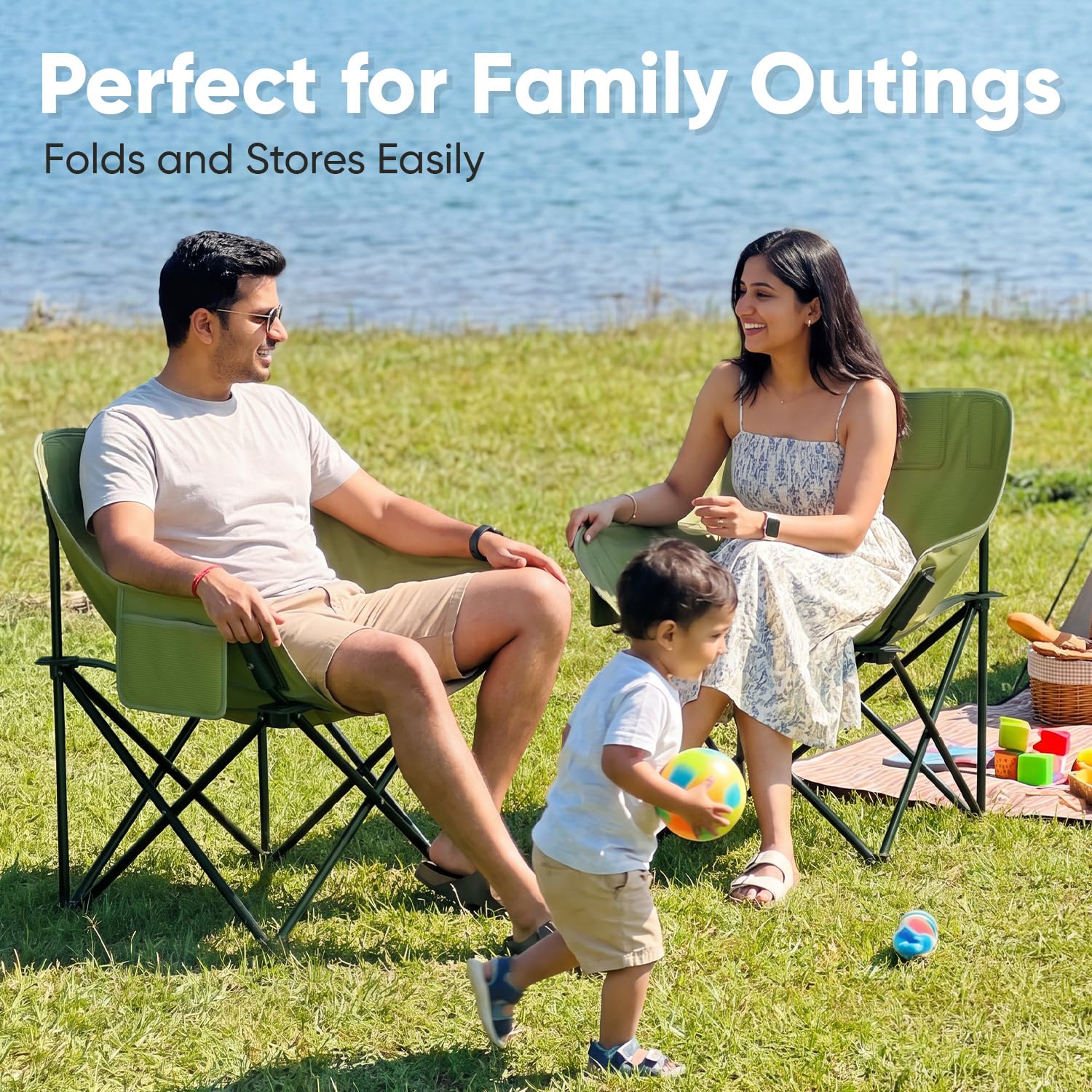 Lifelong Foldable Camping Chair for Travelling | Portable Folding Chair with Back Rest & Side Pocket | Carbon Steel Frame | Durable Oxford Cloth | Indoor Outdoor Chair for Camping & Hiking 3