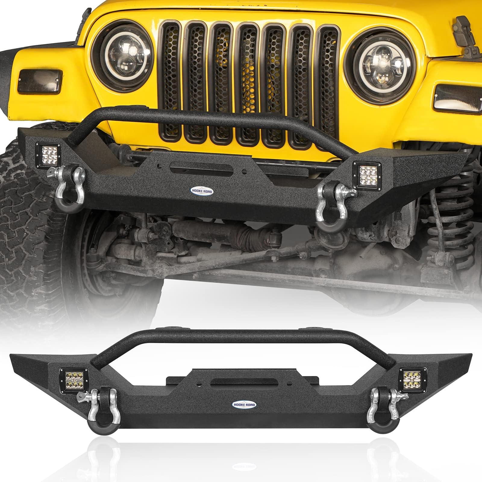 uBox TJ Front Bumper w/Winch Plate for Jeep Wrangler TJ 19972006 Rock Crawler