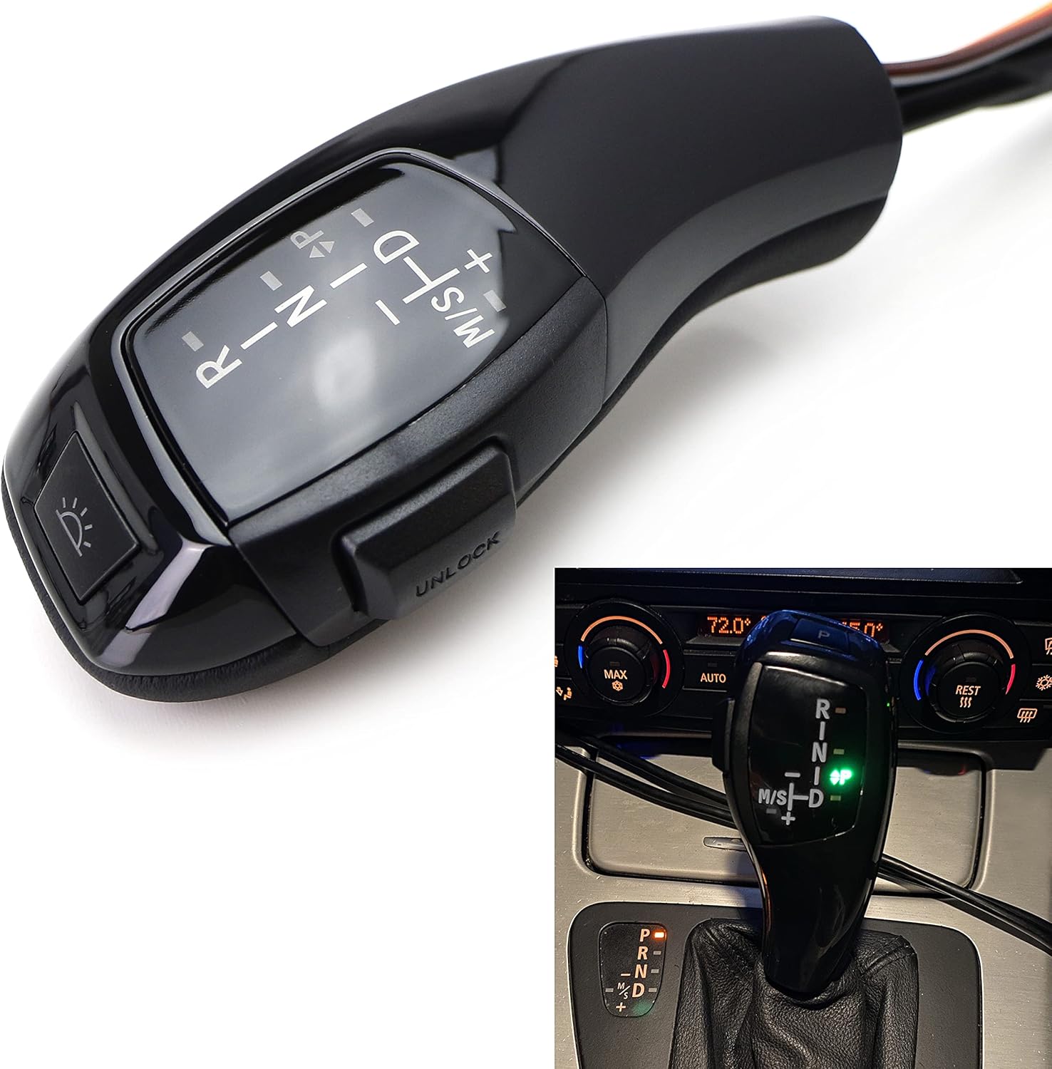 iJDMTOY F30 Style Gloss Black Finish LED Illuminated Shift Knob Gear Selector Upgrade Compatible with BMW 1995-2003 E39 5 Series & 1999-2006 E53 X5