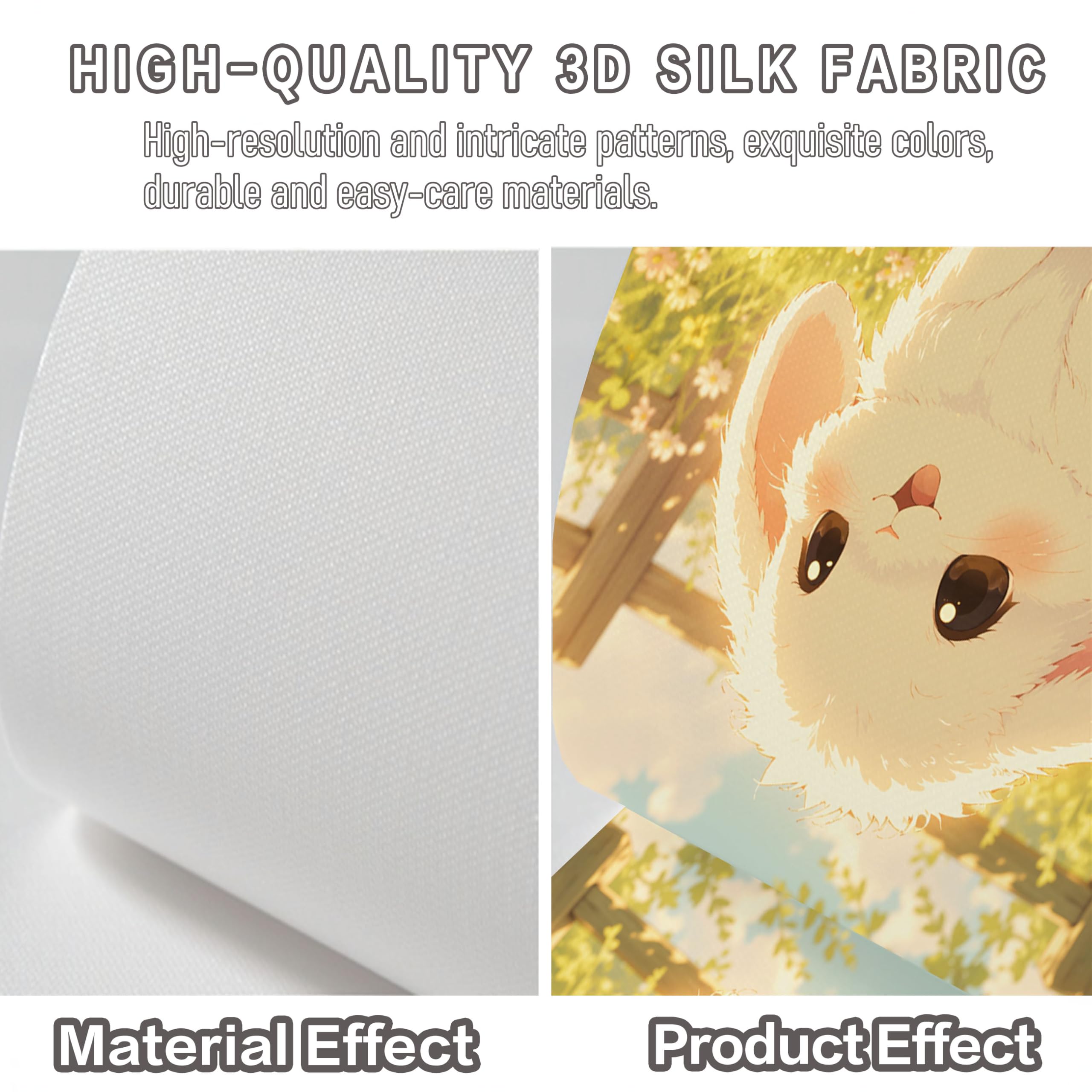 Carta Da Parati Fotomurale Xxl cartone animato carino 350x256cm,Poster Murale Fotografica 3D In Tessuto Seta Giardino delle margherite con coniglietti Per Tv Corridoio Soggiorno, Giallo-verde