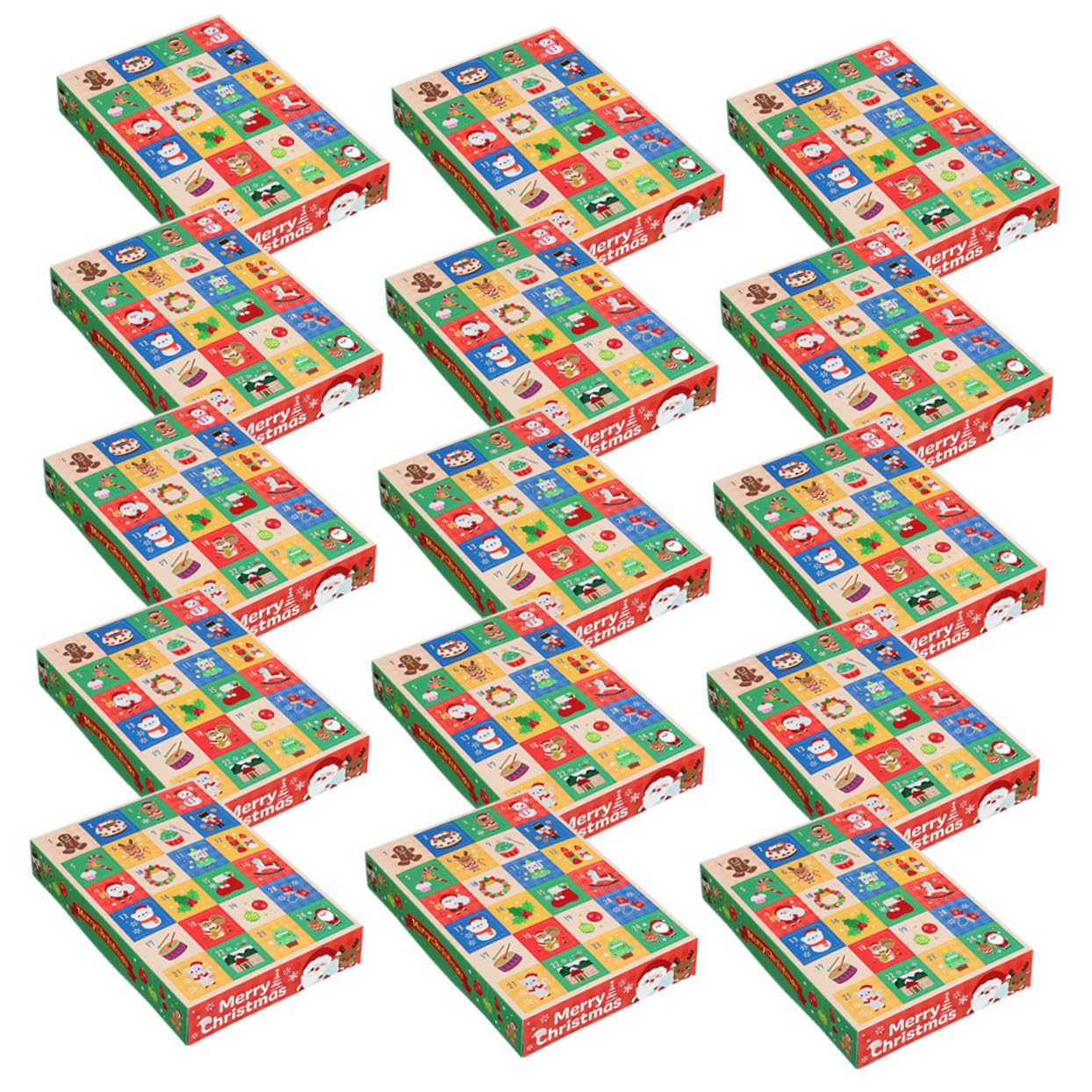 VILLFUL 15 Piezas Caja Calendario de Adviento Navideño de Papel Ligero Compartimentos Vacíos para Dulces y Regalos DIY para Actividades Familiares y Decoración Festiva