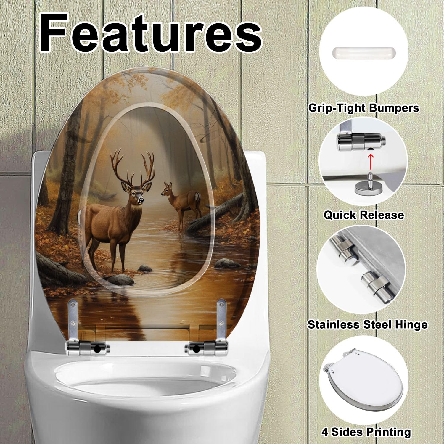 Asiento de inodoro alargado de resina para baño