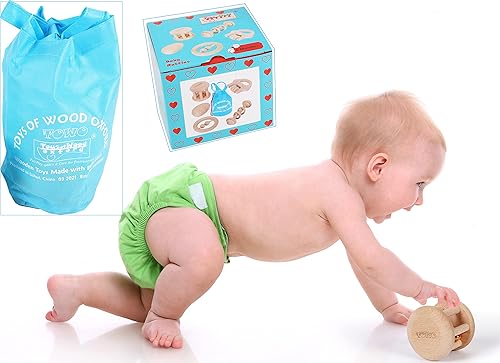 Miniatura 6 de TOWO - Sonajeros de madera para bebés, 6 meses, juguetes ecológicos orgánicos para bebés, agarre y dentición, instrumentos musicales naturales,