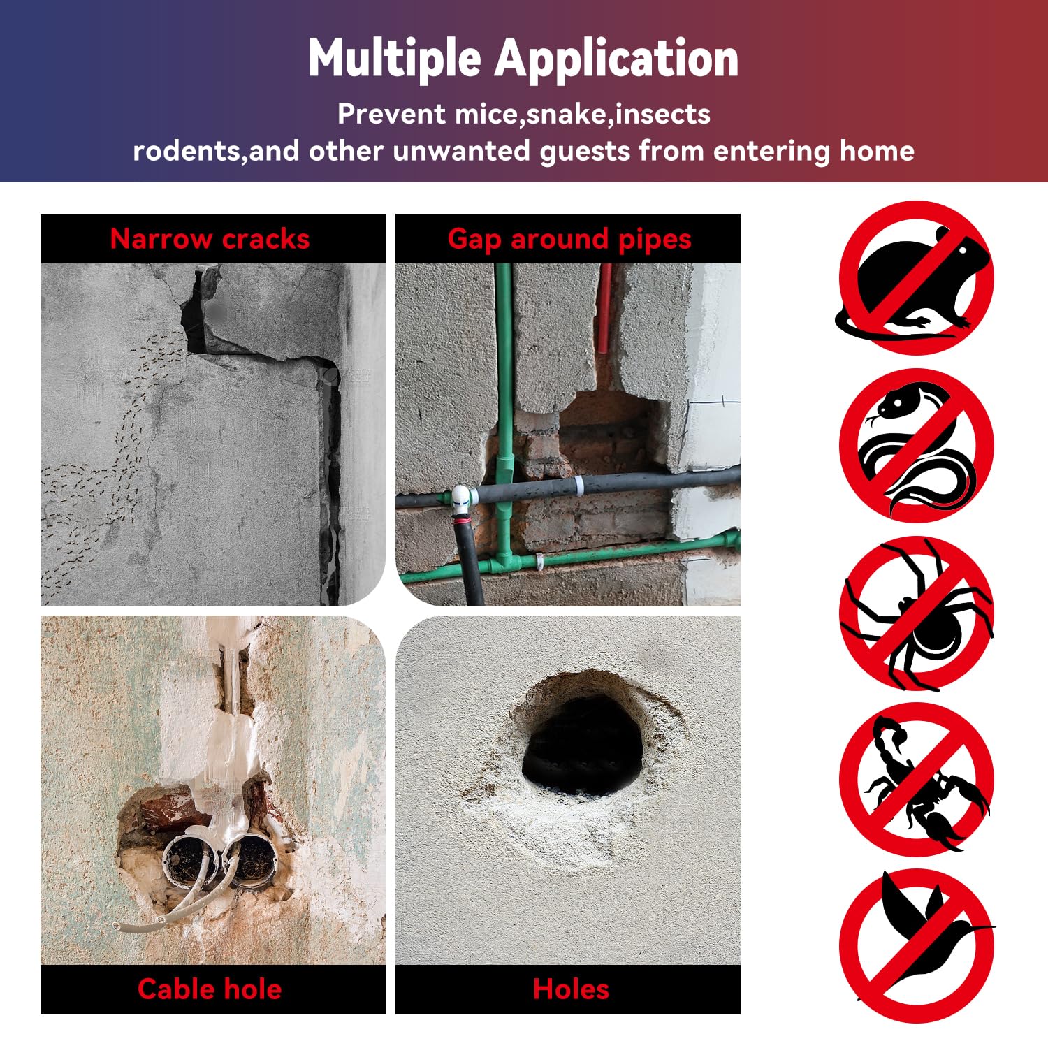Steel Wool Mice Control,Stainless Steel Mesh Rodent Barrier Kit