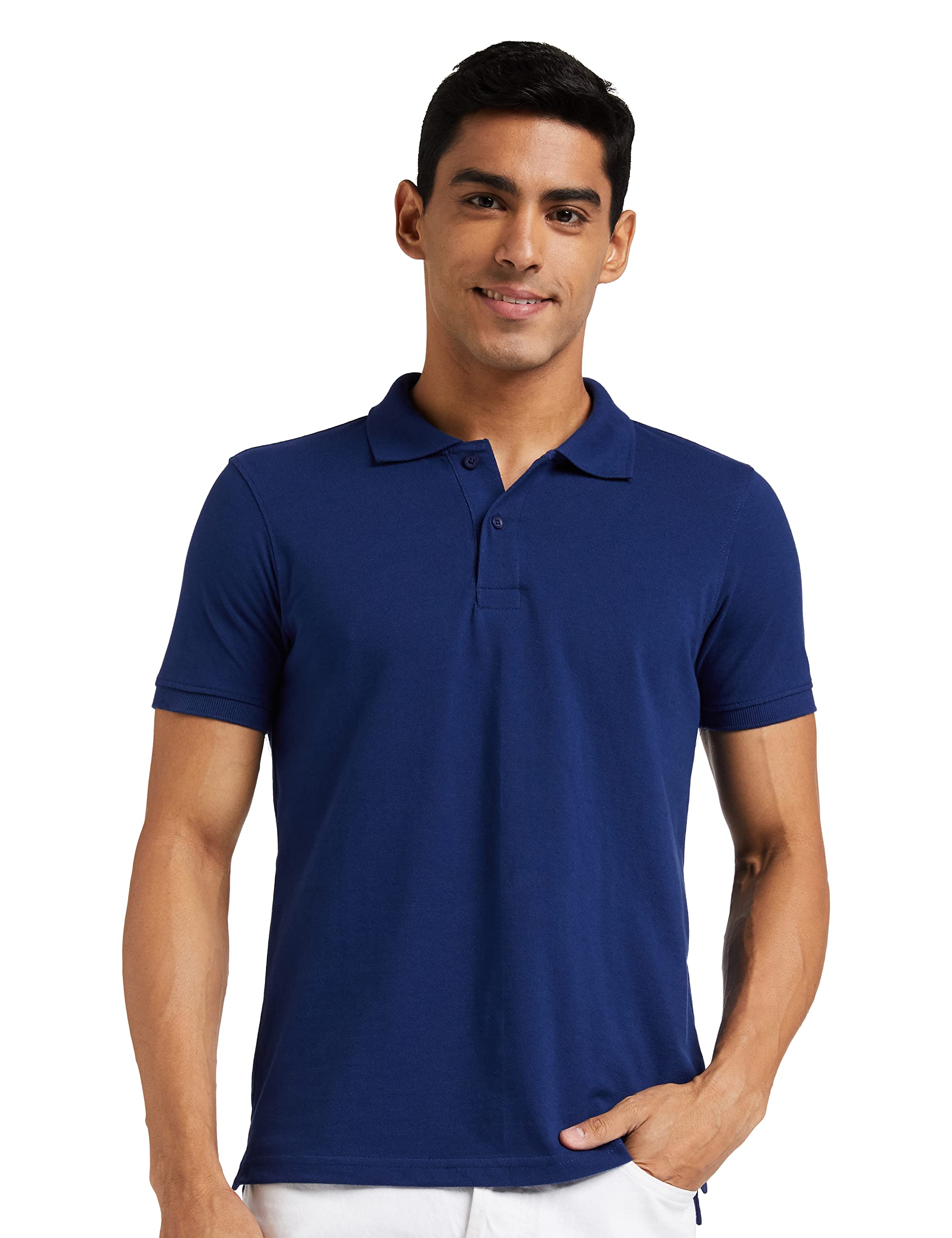 Amazon Brand - Symbol Men's Cotton Rich Solid Polo Tshirt | Collar Tshirts | Half Sleeves | Plain-Regular Fit (Available in Plus Sizes and Combo Pack of 2)