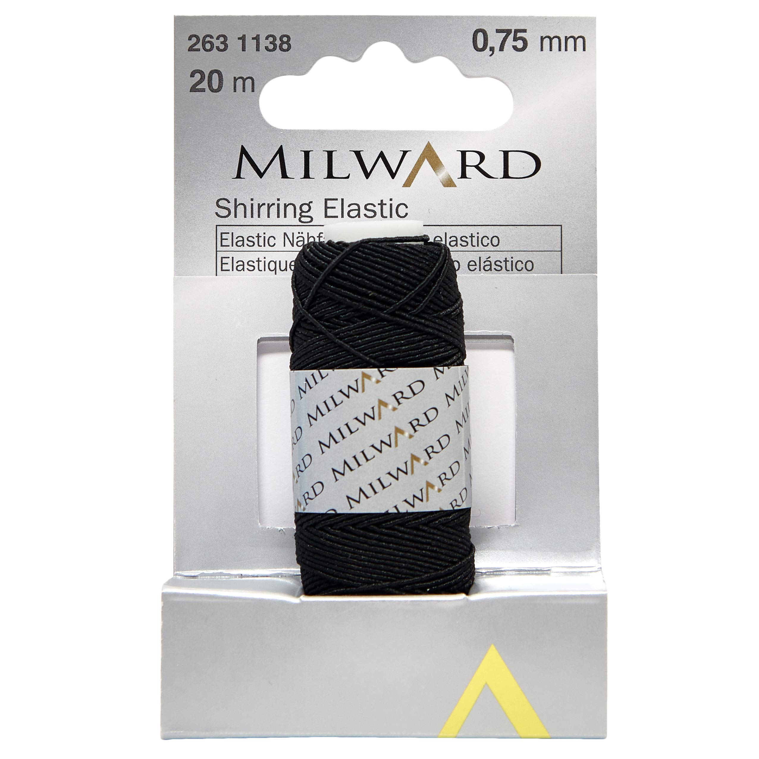 Milward Black Shirring Elastic, X 0.75Mm 20M