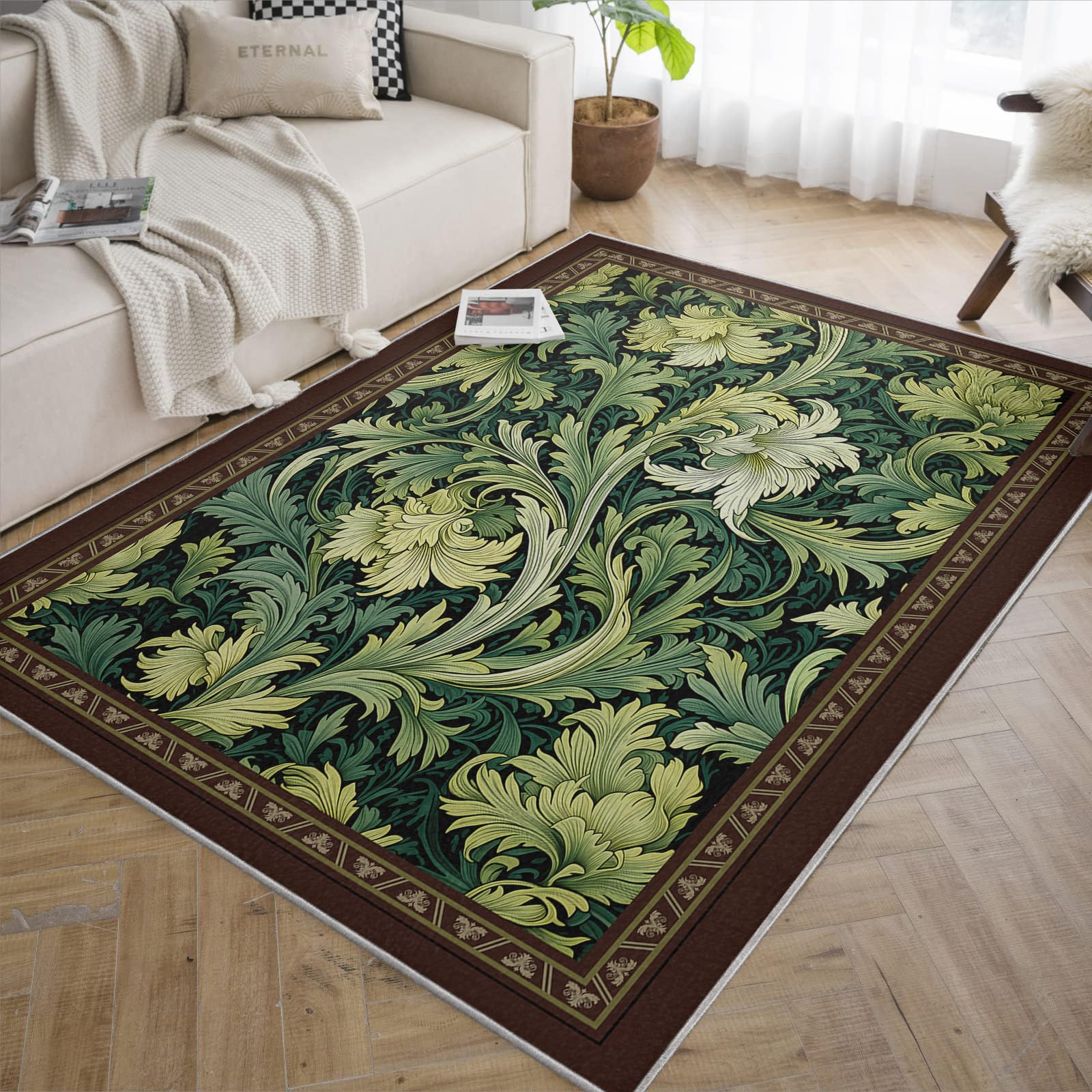 Tapis antidérapant vert émeraude lavable pour entrée et dressing