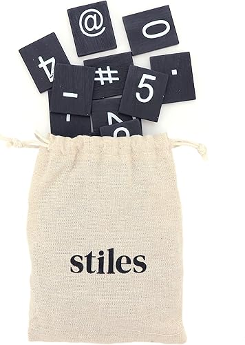 Miniatura 14 de Stiles Juego de letreros de tablero de letras de 23 x 17 pulgadas, tablero de mensajes de madera con 122 azulejos y números de letras, tablero