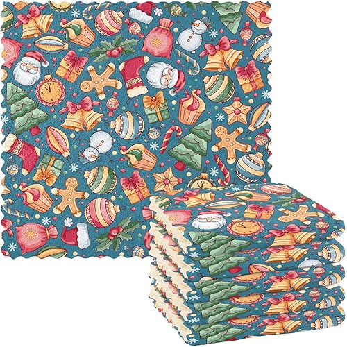 KLL Festive Christmas in Cartoon Style Car Drying Towels Extra Large Dishcloth Turkish Tea Towels Kitchen Hand Towels for Kitchen Decorative Terry