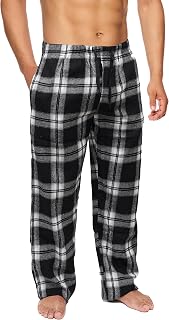 ActiveClub Men's Flannel Pajama Pants: Soft Plaid Sleep & Lounge Bottoms with Pockets & Adjustable Drawstring