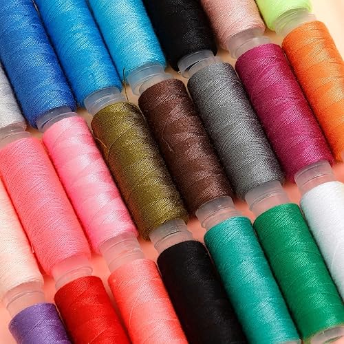 Miniatura 4 de Incraftables Surtido de hilos de coser (juego de 24 piezas) El mejor hilo de poliéster para máquina de coser (360 pies por carrete). Kit multiusos